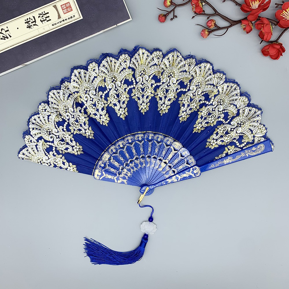 Tassel Fringe Trim - Éventail pliant rétro artisanal chinois, motif
