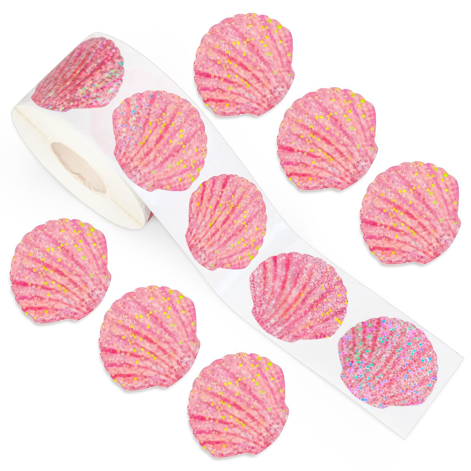 Glitter Vinyl Roll - Rouleau d'autocollants coquillages d'été, 500 pièces,