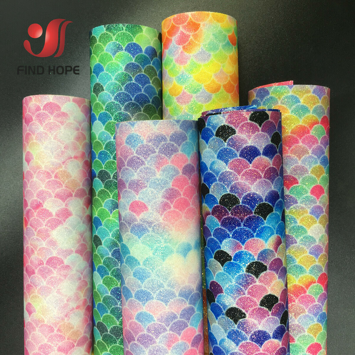 Glitter Vinyl Roll - Tissu à paillettes scintillantes arc-en-ciel sirène,