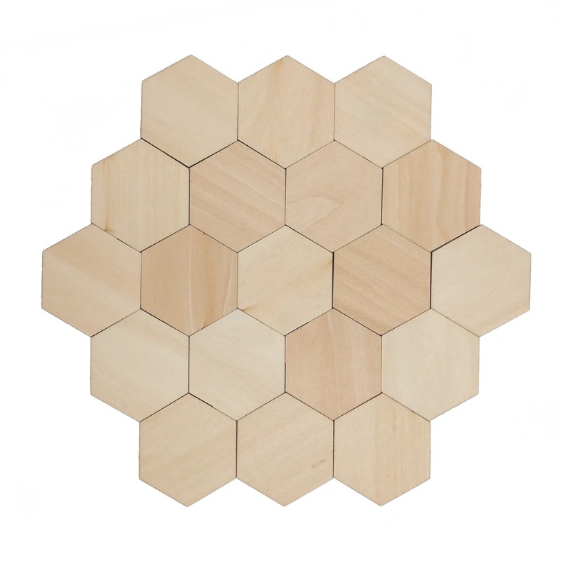 Craft Embellishments - Tranches vierges hexagonales en bois 10-120mm,