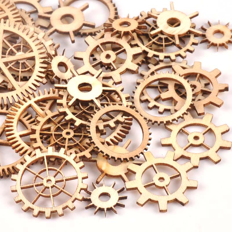Craft Embellishments - Roue dentée artisanale en bois non