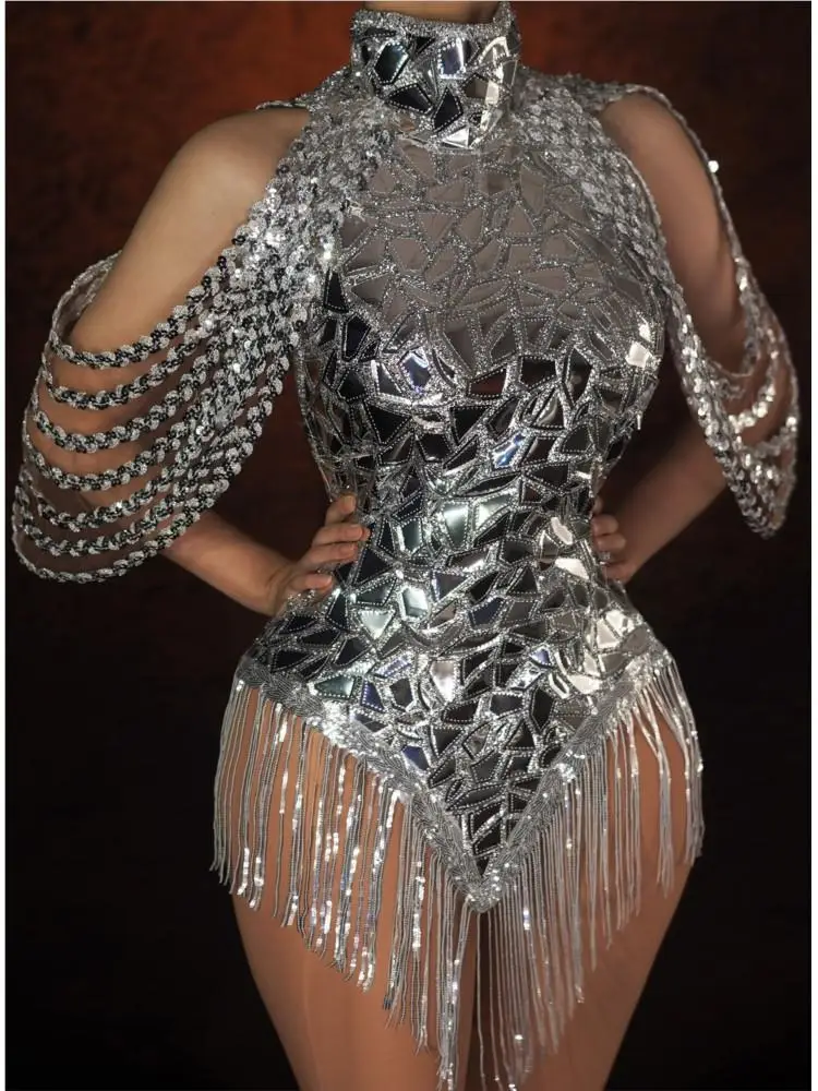 Justaucorps à paillettes argen - Rhinestone Banding Trim avis et prix